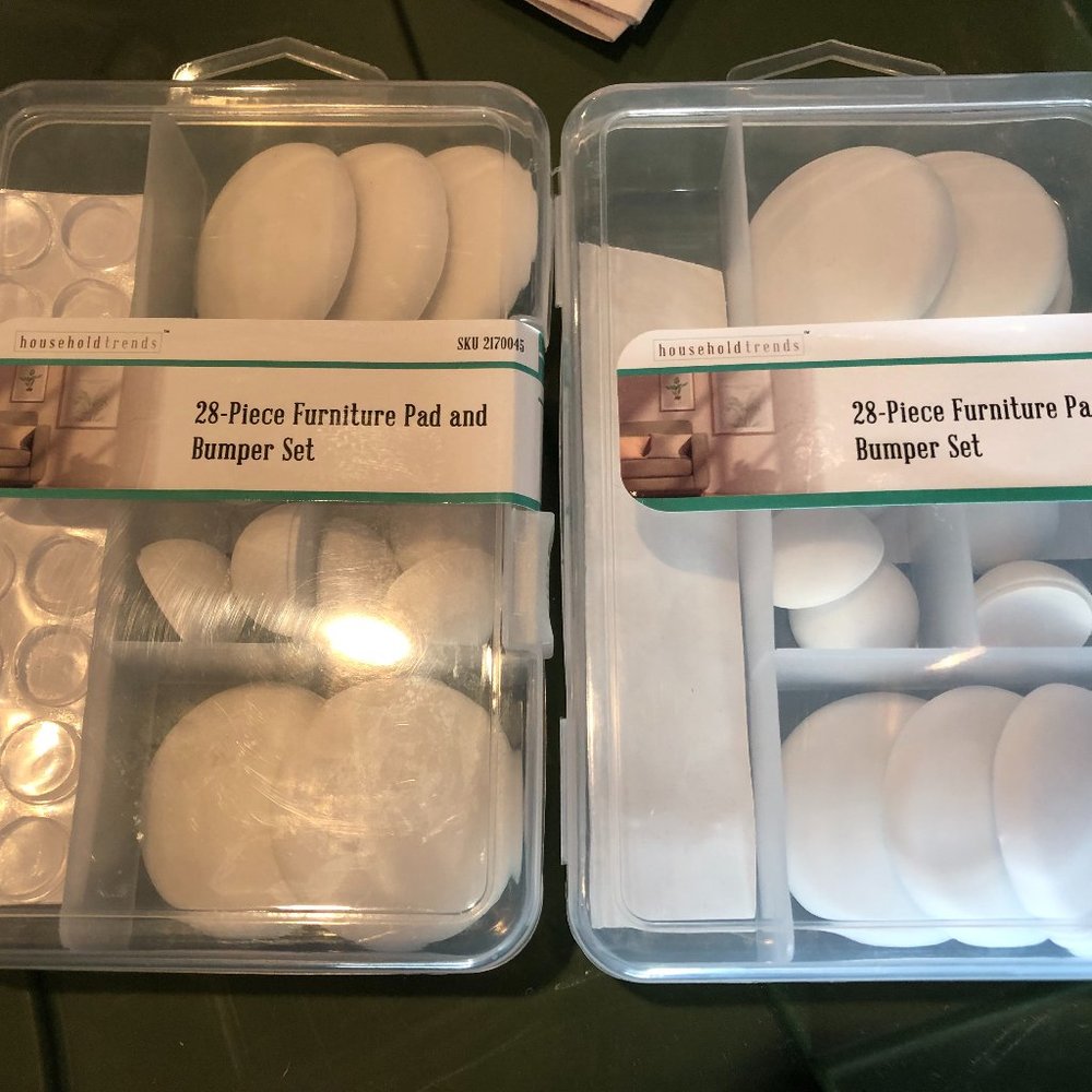 LOT of 2 Household Trends 28 Pc Furniture Pad & Bumper Sets White & Clear